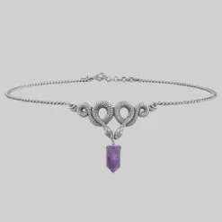 CLASSICS Necklaces & Chains A DARK LURE. Snake & Amethyst Gemstone Chain Choker