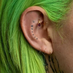 CLASSICS Earrings NYMPH. Amethyst Rectangle Clicker Ring - Gold