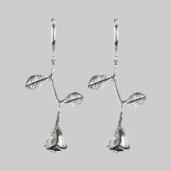 End Of Line BELLADONNA. Rose Stem Hoop Earrings - Silver