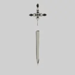CLASSICS SLAY. Black Spinel Silver Dagger Single Earring Earrings