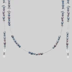 SS22 DIVINE. Barbed Wire & Black Pearl Sunglasses Chain - Silver New In