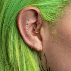 CLASSICS HEART & SOUL. Garnet Heart Septum Clicker Ring - Gold Earrings