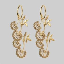 CLASSICS AELLA. Floral Drop Hoop Earrings - Gold