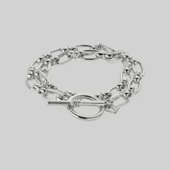 SS22 Bracelets GETAWAY. Double Wrap T-Bar Chain Bracelet - Silver