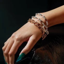 SS22 Bracelets GETAWAY. Double Wrap T-Bar Chain Bracelet - Silver