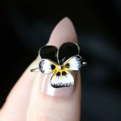 End Of Line Rings FERVOR. Black Pansy Silver Ring