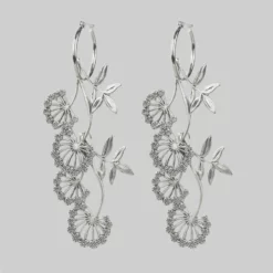 CLASSICS AELLA. Floral Drop Hoop Earrings - Silver