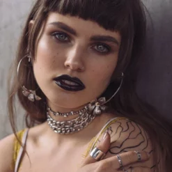 End Of Line BLOOM. Floral Hoop Earrings - Silver