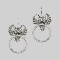 CLASSICS DRAKKAR. Gargoyle Knocker Hoop Earrings - Silver