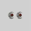 CLASSICS WISDOM. Silver Moon Crescent Earrings - Garnet