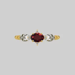 SS22 Rings POISON. Garnet & Skulls Ring - Gold