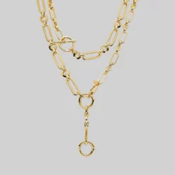 SS22 CRUSH. Multi Clasp Mess Chain - Gold