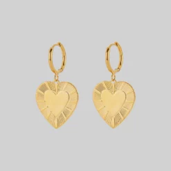SS22 REVOLUTION. Sunburst Heart Hoop Earrings - Gold