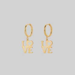 SS22 Make Love Not War Hoop Earrings - Gold