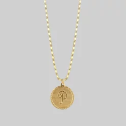 End Of Line Initial Medallion Gold Necklace (N - Z) Necklaces & Chains