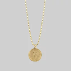 End Of Line Initial Medallion Gold Necklace (N - Z) Necklaces & Chains