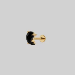 SS22 Earrings Yin & Yang Gemstone Stud Earring - Gold