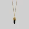 CLASSICS DEATH BLOOM. Black Agate Gemstone Necklace - Gold Necklaces & Chains