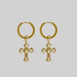 CLASSICS EVA. Cut Out Cross Earrings - Gold