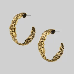 CLASSICS DAHLIA. Floral Garland Hoop Earrings - Gold