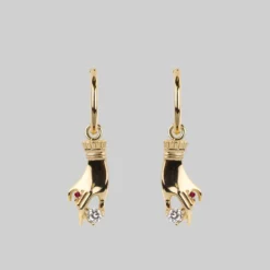 CLASSICS MILDRED. Disembodied Hand Hoop Earrings - Gold