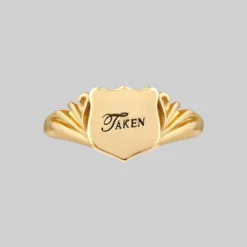 End Of Line TAKEN. Shield Signet Ring - Gold
