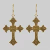 End Of Line OPHELIA. Gothic Cross Hoop Earrings - Gold