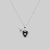 CLASSICS DEVOTION. Black Heart & Sword Silver Necklace