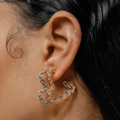 SS22 The Chain Heart Hoops - Gold Earrings