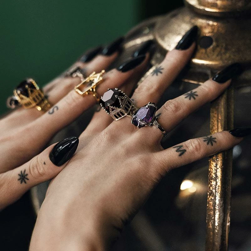 HALLOWEEN 2021 MALEFICENT. Amethyst CZ Gothic Ring - Gold Rings 3 HALLOWEEN 2021 MALEFICENT. Amethyst CZ Gothic Ring - Gold Rings