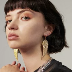 CLASSICS FALLEN SAINT. Angel Wing Hoop Earrings - Gold