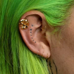 End Of Line HARMONY. Pansy Flower Stud Earring - Gold Earrings