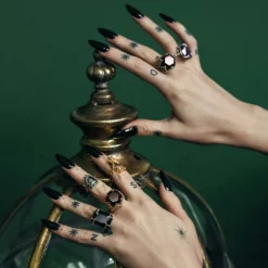 HALLOWEEN 2021 Rings TEMPLE OF CHAMBERS. Garnet CZ Cathedral Ring - Silver