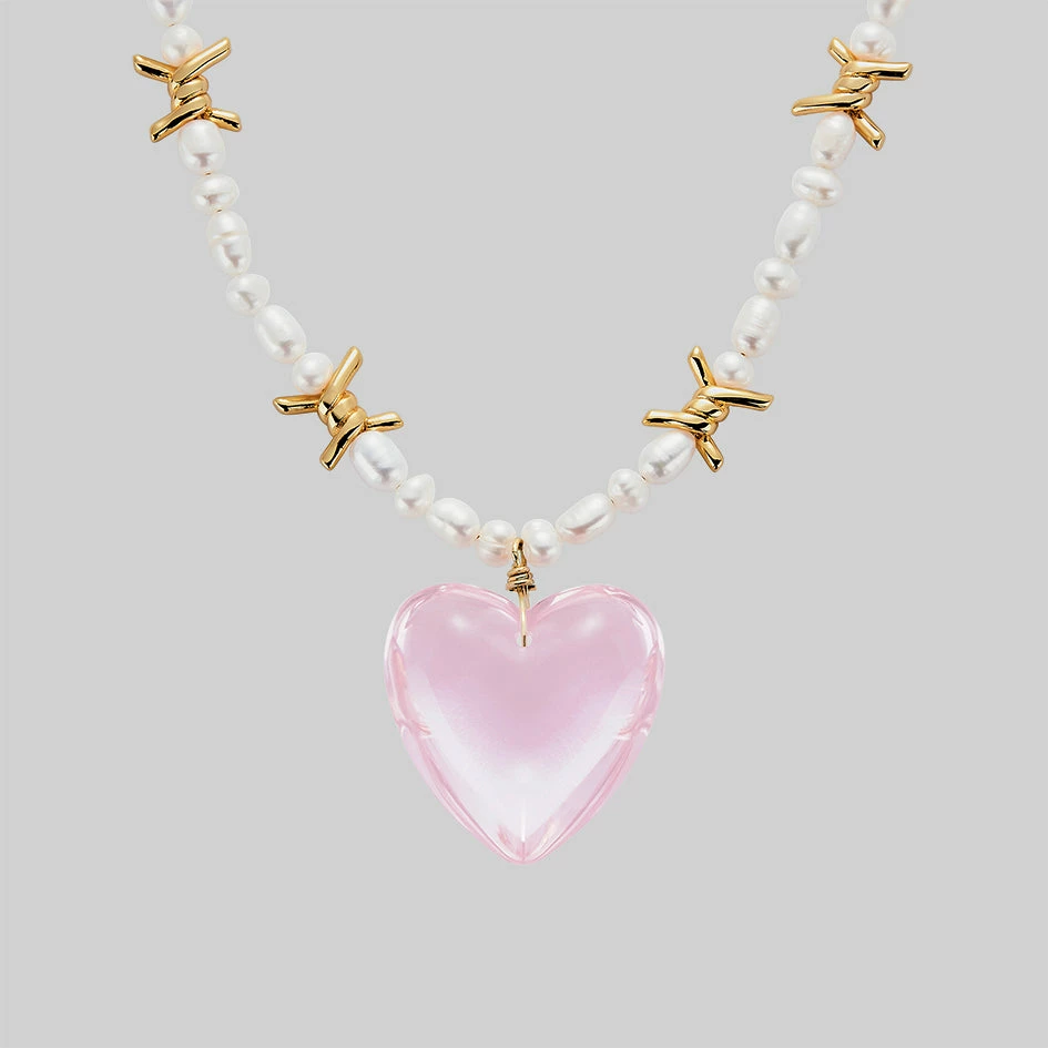 SS22 HEART OF STONE. Barbed Wire & Ivory Pearl Necklace - Gold 1 SS22 HEART OF STONE. Barbed Wire & Ivory Pearl Necklace - Gold