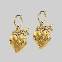 CLASSICS INFERNO. Sacred Heart Hoop Earrings - Gold