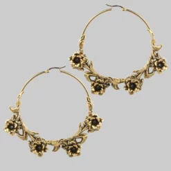 CLASSICS LAVISH. Wild Rose Hoop Earrings - Gold