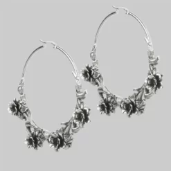 CLASSICS LAVISH. Wild Rose Hoop Earrings - Silver