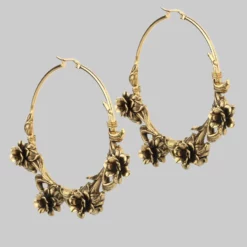 CLASSICS LAVISH. Wild Rose Hoop Earrings - Gold