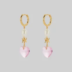 SS22 HEART OF STONE. Heart & Pearl Hoop Earrings - Gold