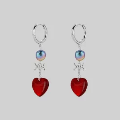 SS22 HEART OF STONE. Heart & Pearl Hoop Earrings - Silver