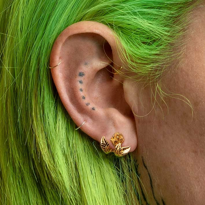 CLASSICS VERDURS. Rose & Foliage Earrings - Gold 2 CLASSICS VERDURS. Rose & Foliage Earrings - Gold