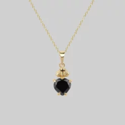 CLASSICS The Sacred Heart Black Spinel Necklace - Gold Necklaces & Chains