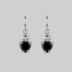 CLASSICS The Sacred Heart Black Spinel Earrings - Silver