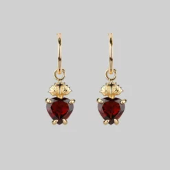 CLASSICS The Sacred Heart Garnet Earrings - Gold