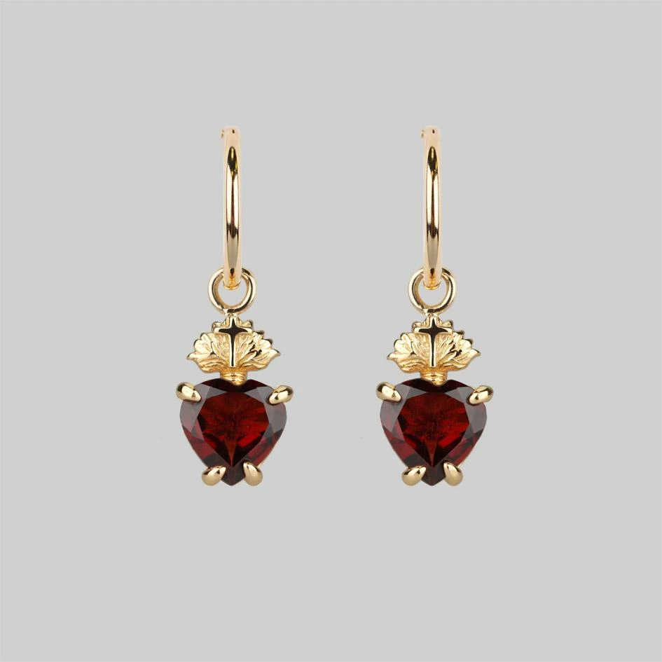 CLASSICS The Sacred Heart Garnet Earrings - Gold 2 CLASSICS The Sacred Heart Garnet Earrings - Gold
