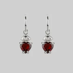 CLASSICS The Sacred Heart Garnet Earrings - Silver
