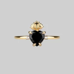 CLASSICS The Sacred Heart Black Spinel Ring - Gold Rings