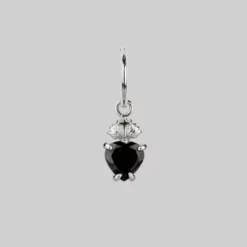 CLASSICS The Sacred Heart Black Spinel Earrings - Silver