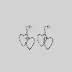 SS22 FOLLOW ME. Mini Heart Drop Earrings - Silver