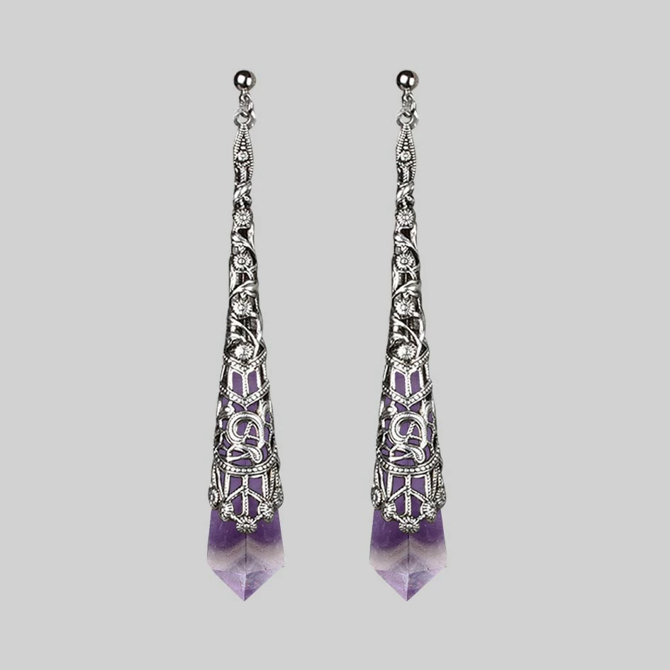 CLASSICS FAITH. Gemstone Drop Earrings - Silver 3 CLASSICS FAITH. Gemstone Drop Earrings - Silver